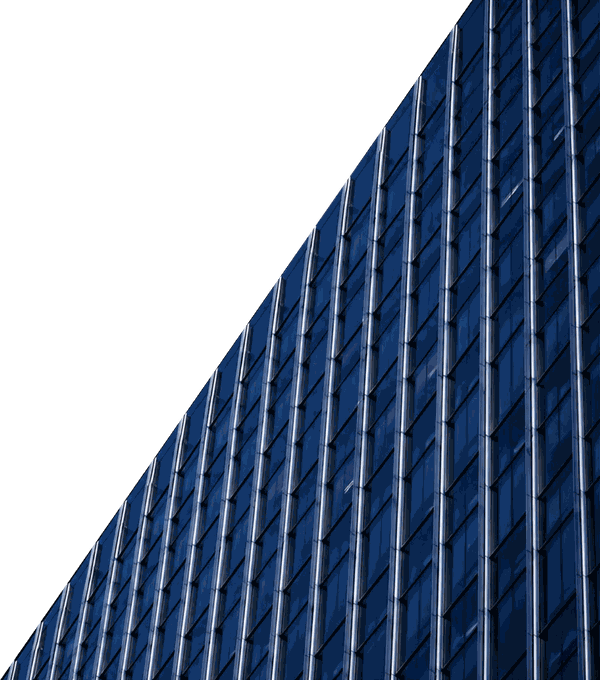 Blue glass building facade